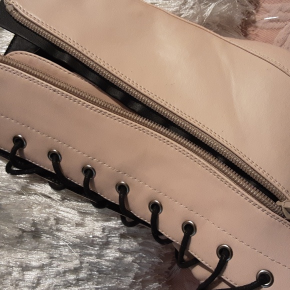 Stylish Pink Lace-Up Combat Boots - Picture 4 of 8